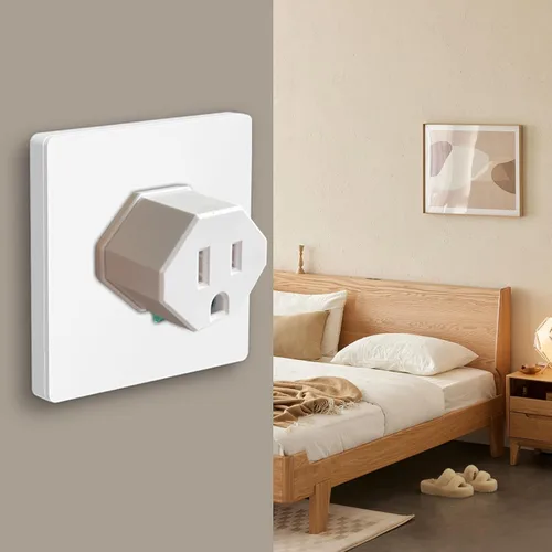 Vista 4 de Adaptador de toma de corriente a enchufe, enchufe E26, adaptador de enchufe de 3 clavijas, enchufe giratorio de 360° con interruptor