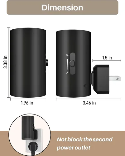Vista 9 de Luces nocturnas enchufables a la pared, luz nocturna LED enchufable con sensor de luz, luz de pared de brillo ajustable de 0-100 lúmenes, luz blanca