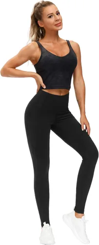 Vista 5 de THE GYM PEOPLE - Pantalones de yoga gruesos de cintura alta para mujer con bolsillos y control de abdomen calzas para entrenar y correr