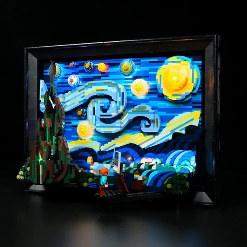 Vista 2 de VONADO Kit de luces LED compatible con Starry Night Lego 21333, iluminación de bricolaje para Van Gogh Starry Night (sin modelo), luces decorativas