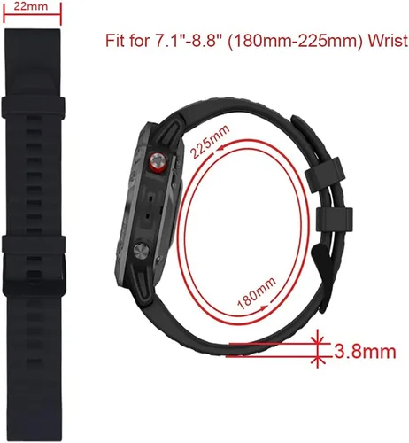Vista 3 de AISPORTS Correa de silicona compatible con Garmin Fenix 7/7 Pro/6/6 Pro/5/5 Plus, correa de reloj de ajuste rápido de 0.866 pulgadas, correa