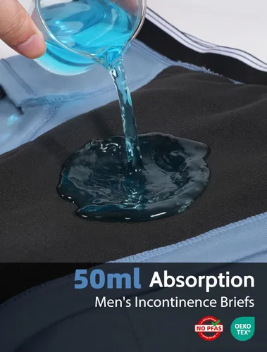 Vista 3 de TIICHOO Ropa interior para incontinencia para hombre, lavable, a prueba de fugas, 1.7 fl oz de absorción, paquete de 5