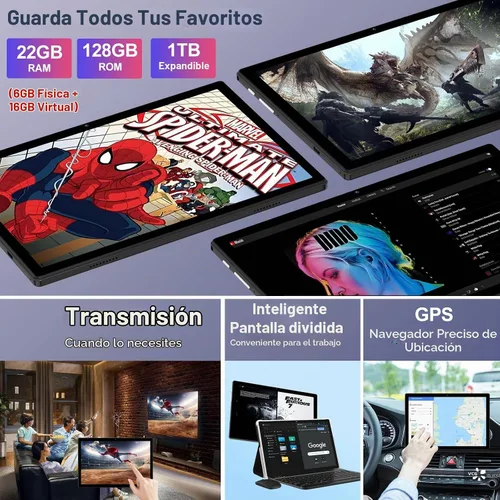 Vista 4 de ZIOVO Tablet Android de 22 GB de RAM, 128 GB de ROM de 1 TB, 10.1 pulgadas 8000 mAh Octa-Core Tablet con teclado y mouse, GPS, Widevine L1, pantalla