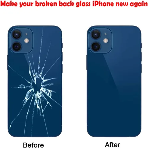 Vista 5 de Back Glass Replacement for iPhone 12mini 5.4 inches with Repir Tools Big Hole OEM Rear Cover Glass Pre-Installed Adhesive Black for DIY Lover