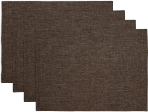 Vista 70 de Solino Home Athena - Juego de 4 manteles individuales cuadrados de lino natural claro de 14 x 14 pulgadas, manteles individuales 100 % lino puro