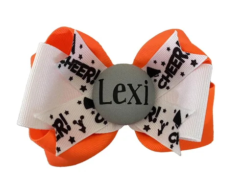 Vista 5 de Softball Glitter Hair Name Bow - Black and Gold, Match Team and School Spirit Wear