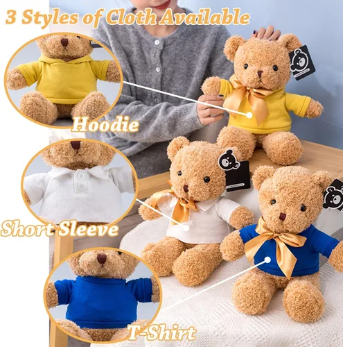 Vista 3 de Regalos personalizados para mujeres/hombres, oso de peluche con nombre/texto personalizado, oso de peluche personalizado con capucha