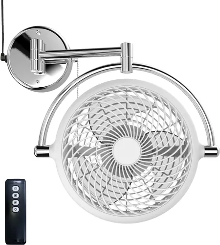 Vista 6 de Vento VIVI-DC Ventilador giratorio de montaje en pared de 10 pulgadas con brazo plegable (negro)