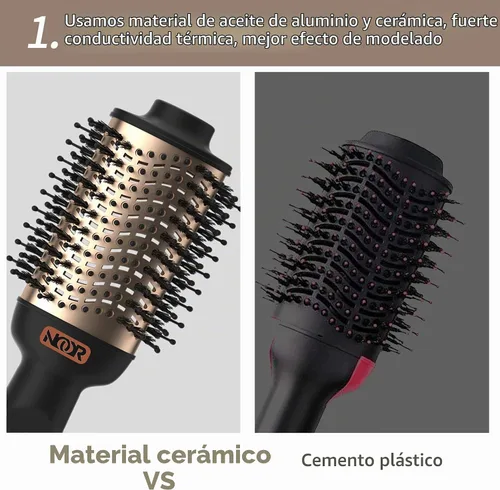 Vista 3 de NOOR Cepillo secador de pelo caliente 4 en 1, control de encrespamiento, cepillo secador de pelo, cepillo secador de pelo, cepillo para secar