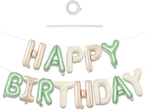 Vista 8 de TONIFUL Pancarta de Globos Negros de Feliz Cumpleaños de 16 Pulgadas con Letras de Papel de Aluminio Mylar, Cartel Banderín Reutilizable