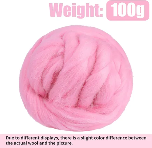 Vista 2 de 3.53 oz Mecha de Lana, Fibra de Lana Peinada, Suministros para Fieltro con Aguja, Lanas Puras, Hilo Grueso, Lanas para Hilado para Fieltro con Aguja