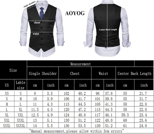Vista 6 de AOYOG - Chaleco formal de negocios de hombres para traje o esmoquin