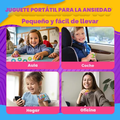 Vista 5 de Anillos sensoriales para inquietos para niños: paquete de 12 anillos giratorios - Juguetes de textura para el estrés de niños con autismo, calmantes