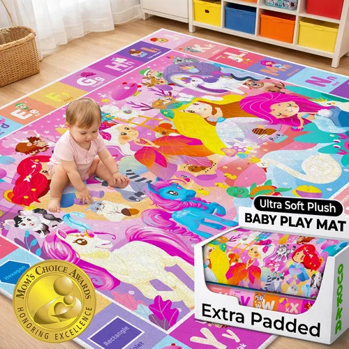 Vista 10 de QUOKKA Alfombra de aula para niños, alfombra ABC de 79 x 60 para sala de juegos, alfombra de aprendizaje del alfabeto para dormitorio, alfombra