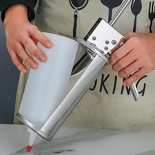 Vista 5 de Pistola de salsa de hamburguesa de acero inoxidable, dispensador de crema agria, dispensador de aderezo para ensaladas con botellas dispensadoras
