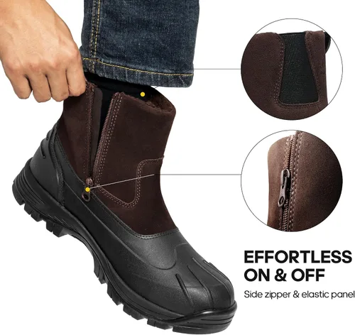 Vista 2 de NORTIV 8 Botas de nieve de invierno para hombre, impermeables, aisladas, sin cordones