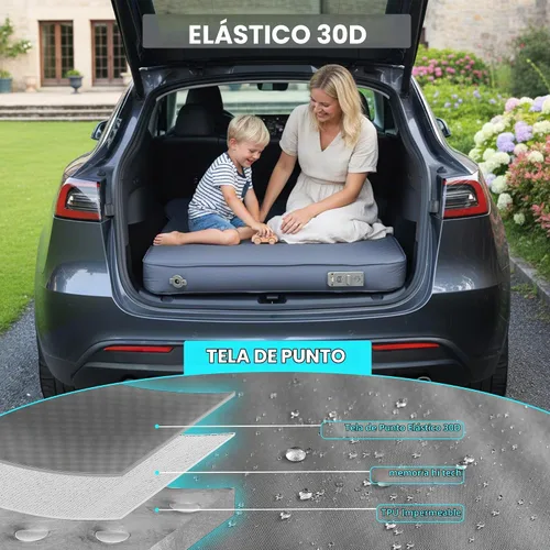 Vista 5 de UPWELL Almohadilla de dormir autoinflable para camión, camping, colchón grueso para Tesla Modelo Y de espuma sólida para 4 estaciones, colchón