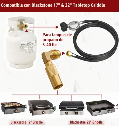 Vista 5 de CALPOSE - Manguera adaptadora de propano de 6 pies y regulador para Blackstone