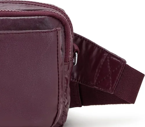 Vista 5 de Kipling Abanu - Bolso cruzado para mujer, ligero, cintura ajustable con bolsillos con cremallera de múltiples compartimentos, Borgoña Lacq