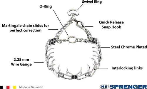 Vista 6 de Pet Supply Importados Herm Sprenger, Collar de entrenamiento cromado con broche de soltado rápido, s, Plateado