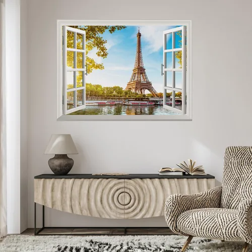 Vista 4 de wall26 Papel tapiz autoadhesivo grande extraíble para pared (36 x 48 pulgadas, vista de la torre Eiffel)