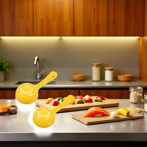 Vista 8 de Molde de sushi de paleta de arroz amarillo de 2 piezas, antiadherente para hacer sushi para el hogar y el restaurante