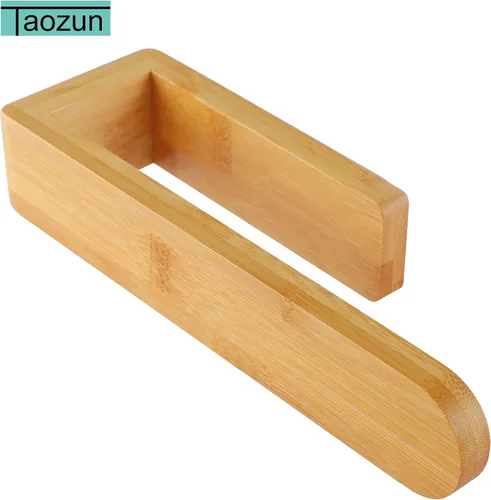 Vista 2 de Taozun Toallero – Estante de toalla autoadhesivo de bambú, toallero decorativo de madera natural para baño, barra de toalla montada en la pared de 8