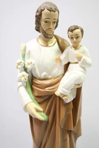 Vista 2 de Vittoria Collection Escultura de estatua religiosa católica de San José con el Santo Niño Jesús de 25.5 pulgadas, hecha en Italia
