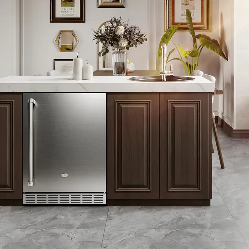 Vista 3 de Refrigerador para exteriores de 24 pulgadas, enfriador de cerveza de acero inoxidable integrado debajo de la encimera, refrigerador para interiores