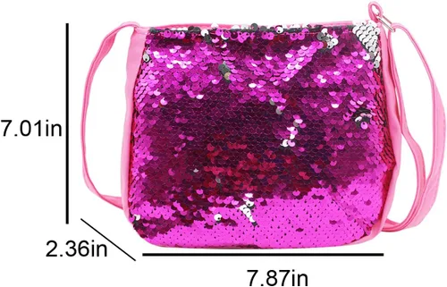 Vista 7 de Orityle Bolso cruzado para niños y niñas, con purpurina y lentejuelas, lindo bolso de hombro con cremallera