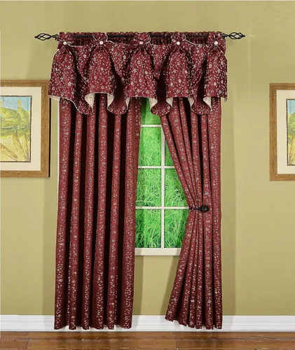 Vista 18 de Today's Curtain Madison - Cenefa reversible con botones, 20 pulgadas de largo, color burdeos