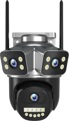 Vista 14 de KEPEAK Cámara de seguridad solar inalámbrica para exteriores, cámara PTZ de triple lente, inclinación panorámica de 360°, visión nocturna a