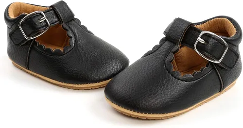 Vista 5 de myppgg Zapatos planos Mary Jane para bebé niña, con lazo brillante, vestido de princesa, zapatos de cuna antideslizantes para niños pequeños que