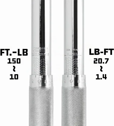 Vista 2 de Powerbuilt Llave dinamométrica con micrómetro, transmisión de 1/2 pulgada, trinquete reversible con clics, con bloqueo, rango de 30 a 150 pies-libra