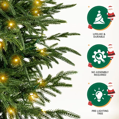 Vista 3 de 2Pack 5FT Pre-Lit Artificial Norfolk Pine Christmas Tree – Realistic Potted Tree, 180 Warm White LED Lights, Potted Faux Norfolk Pine Christmas Tree