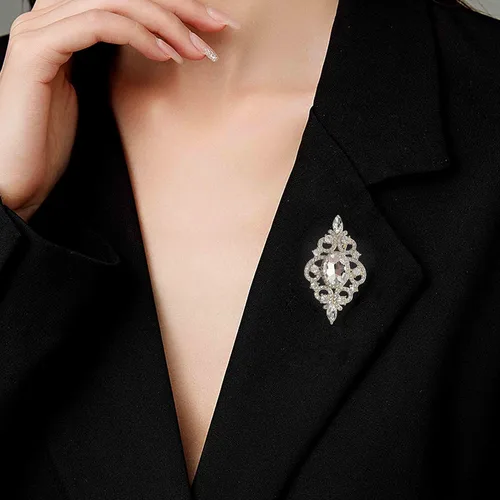 Vista 3 de Broches de flores para mujer, joyería de boda con cristales de imitación en tono dorado y plateado, ideal para esposa, hermanas, amigas, uso diario