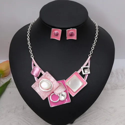 Vista 3 de CSY Conjunto de joyería de regalo para mujer con diseño de ópalos de cristal ovalados y bohemios