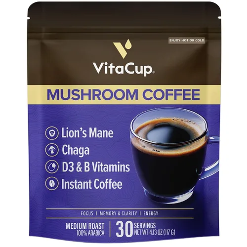 Vista 6 de VitaCup Gut Health Instant Coffee, Prebiotic Fiber Blend w/Inulin, Nutriose & Psyllium Husk, Digestive Support, Medium-Dark Roast, 100% Arabica
