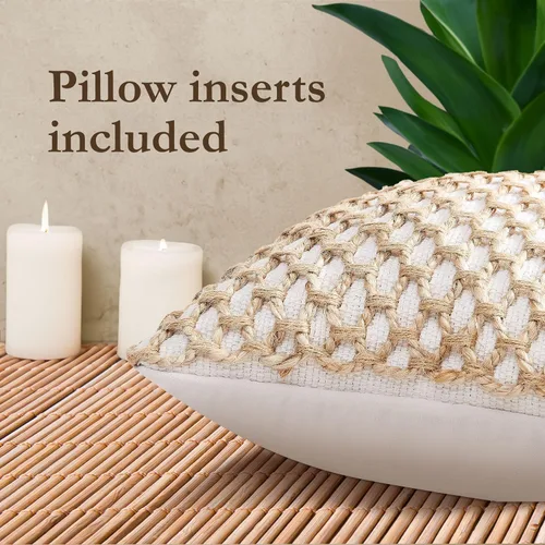 Vista 39 de Boho Living Jada - Funda decorativa para almohada, incluye acento, diseño tejido premium, decoración para sala de estar, (2) funda de almohada de 20
