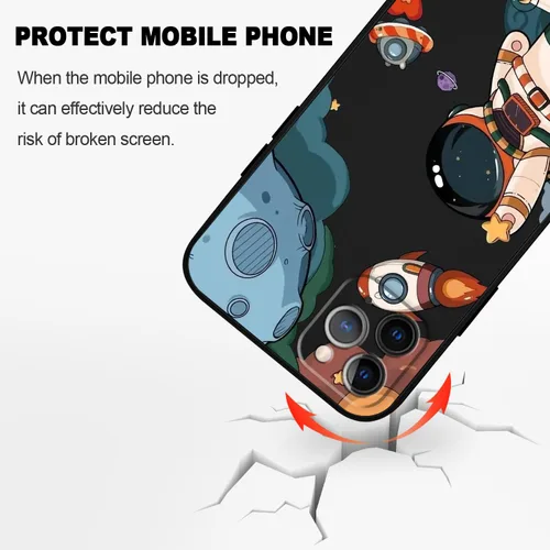 Vista 4 de LEECG Funda de teléfono para iPhone 11 Pro Max, diseño de patrón de astronauta, ajuste delgado, suave, resistente a los arañazos, a prueba
