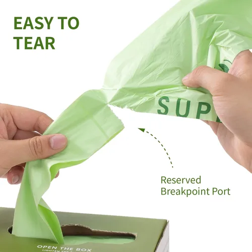Vista 2 de SUPERBIO Bolsas compostables para restos de comida con asa de 1.6 galones, bolsas pequeñas de compost con asas, 50 unidades, 2 paquetes, BPI y OK