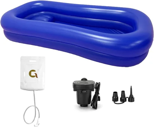 Vista 8 de Bañera inflable médica portátil para ducha, kit de lavabo grande para adultos, cama junto a la bañera para ancianos discapacitados postrados en cama
