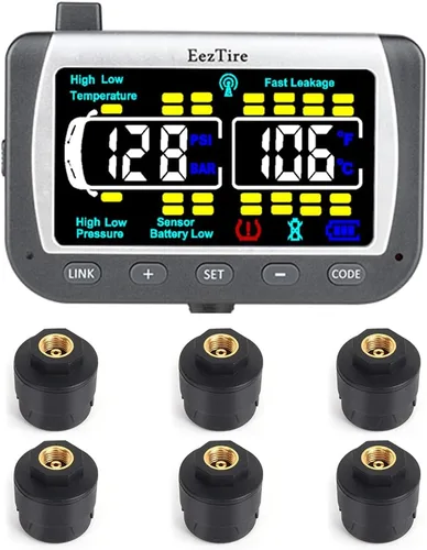 Vista 19 de EEZ RV Products EEZTire - Sistema de monitoreo de presión de neumáticos en tiempo real/24x7 - Monitor a color + 4 sensores + Sistema de refuerzo