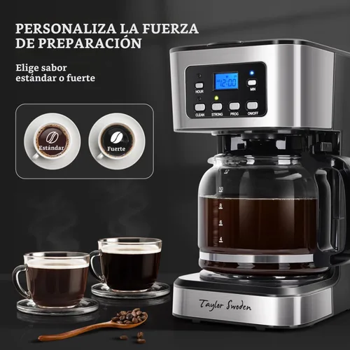 Vista 3 de Taylor Swoden Cafetera programable para 12 tazas, negro y acero inoxidable