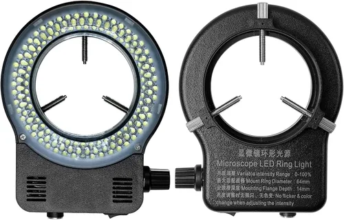 Vista 5 de 144 64 Iluminación LED de anillo de luz para microscopio estéreo, lámpara de luz de anillo ajustable industria, monocular, binocular, soldadura 64