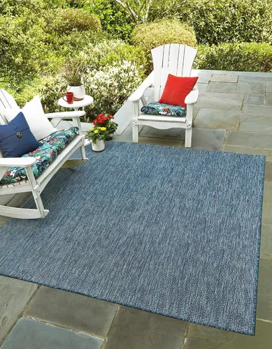 Vista 106 de Unique Loom Collection - Alfombra casual de transición sólida jaspeada para interiores y exteriores