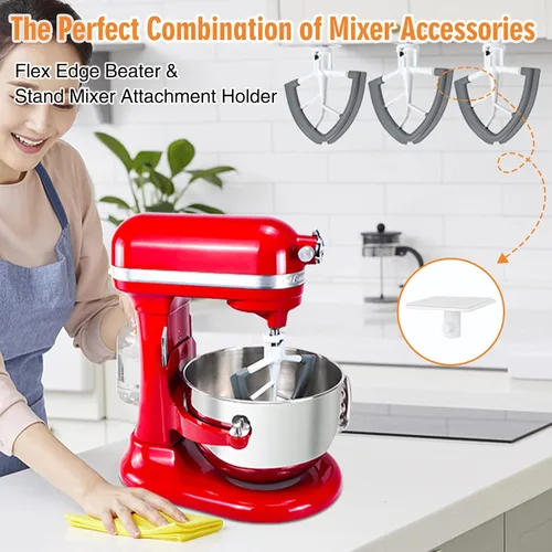 Vista 7 de Varilla Flex Edge para batidora KitchenAid con cabezal inclinable de 4.5-5 cuartos, pala plana con bordes de silicona flexible que sirve como