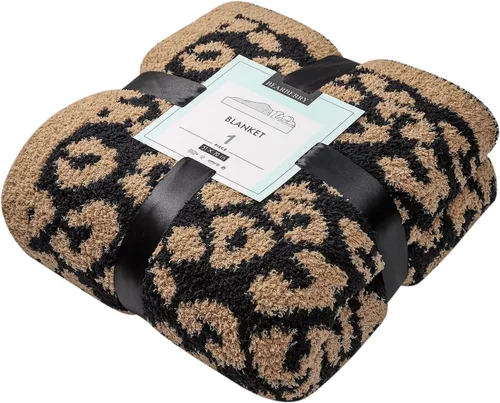 Vista 16 de bearberry Manta de Tiro Mullida de Punto de Leopardo, Manta de Microfibra Suave, Acogedora y Cálida para Sofá, Cama, Viajes (Leopardo, 51"x70")
