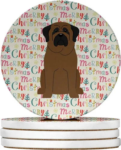 Vista 140 de Abyssinian Sand Terrier Merry Christmas - Posavasos grandes de piedra arenisca (4 unidades)