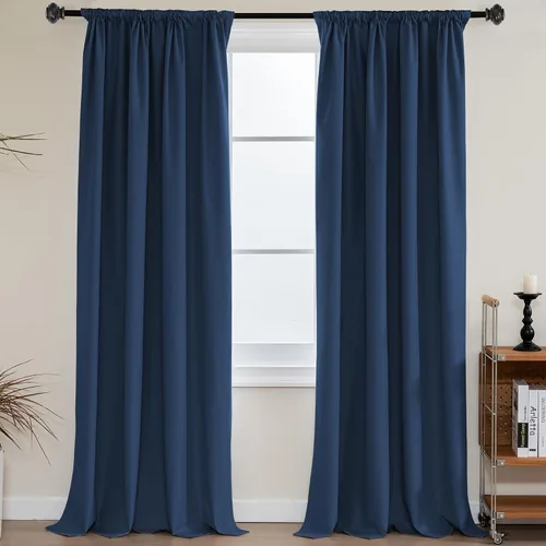 Vista 26 de H.VERSAILTEX Cortinas 100% de opacidad para cocina, con aislamiento térmico, cortinas opacas completas con forro blanco, cortinas de eficiencia
